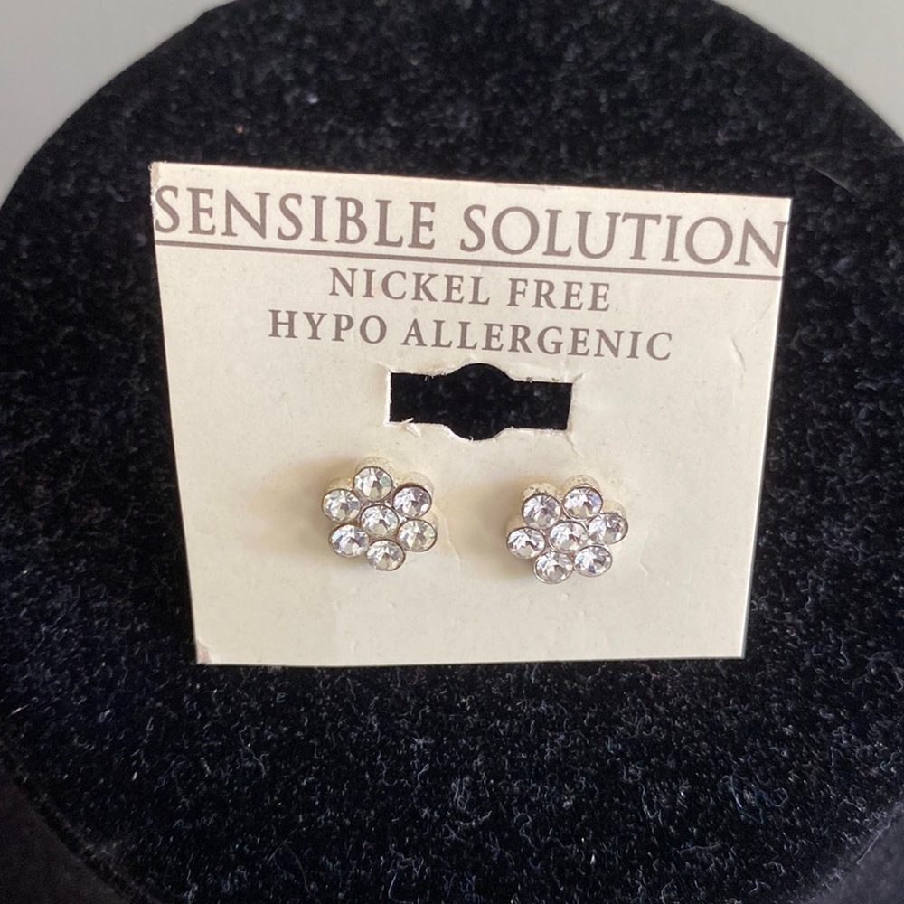 Clear crystal stone earrings. Never worn pierced style